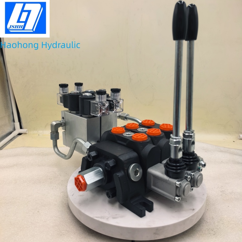 DCV60-2 Spools Manual and Electro-hydraulic Hydraulic Directional Control Valve(手动、电液控带过桥）